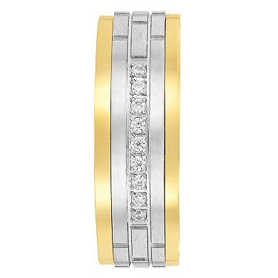 Steel Nation Men's Tungsten Gold Tone 1/10 Carat T.W. Diamond Ring