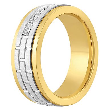 Steel Nation Men's Tungsten Gold Tone 1/10 Carat T.W. Diamond Ring