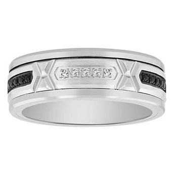 Steel Nation Men's 1/8 Carat T.W. Black & White Diamond Tungsten Ring