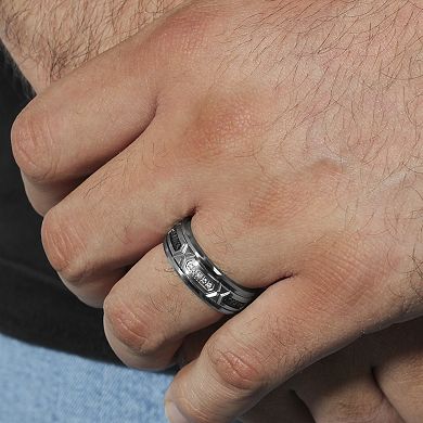 Steel Nation Men's 1/8 Carat T.W. Black & White Diamond Tungsten Ring