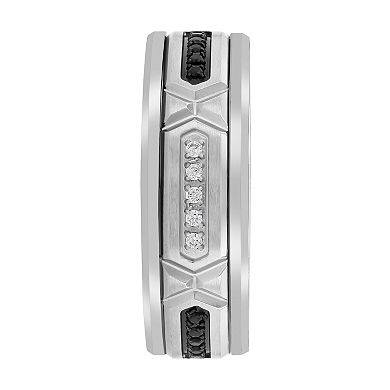 Steel Nation Men's 1/8 Carat T.W. Black & White Diamond Tungsten Ring