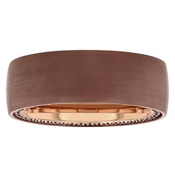 Steel Nation Men's Tungsten Two Tone Ring with Black Sapphire