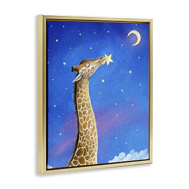 Stupell Home Decor Giraffe In Night Sky Framed Canvas Wall Art