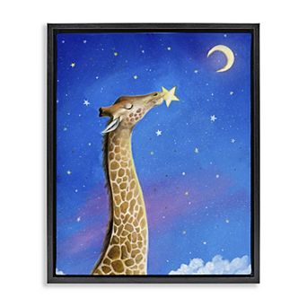Stupell Home Decor Giraffe In Night Sky Framed Canvas Wall Art