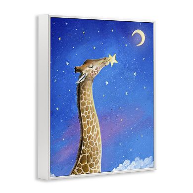 Stupell Home Decor Giraffe In Night Sky Framed Giclee Wall Art