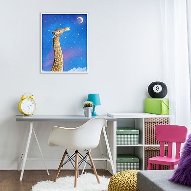 Stupell Home Decor Giraffe In Night Sky Framed Giclee Wall Art