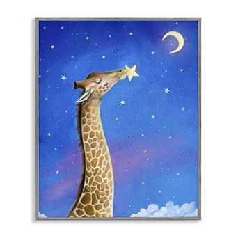Stupell Home Decor Giraffe In Night Sky Framed Giclee Wall Art