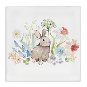 Stupell Home Decor Bunny in Flower Meadow Canvas Wall Art