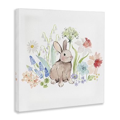 Stupell Home Decor Bunny in Flower Meadow Canvas Wall Art