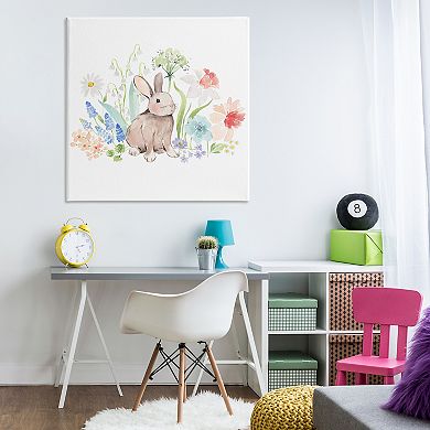 Stupell Home Decor Bunny in Flower Meadow Canvas Wall Art