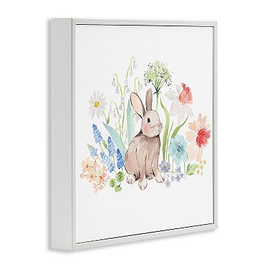 Stupell Home Decor Bunny in Flower Meadow Framed Canvas Wall Art