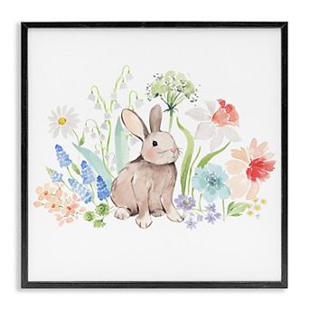 Stupell Home Decor Bunny in Flower Meadow Framed Canvas Wall Art