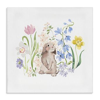 Stupell Home Decor Spring Flowers & Rabbit Canvas Wall Art