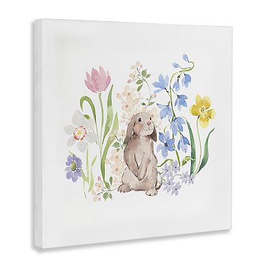 Stupell Home Decor Spring Flowers & Rabbit Canvas Wall Art