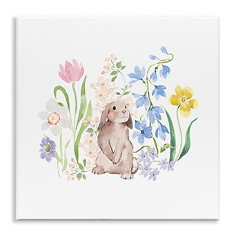 Stupell Home Decor Spring Flowers & Rabbit Plaque Wall Art