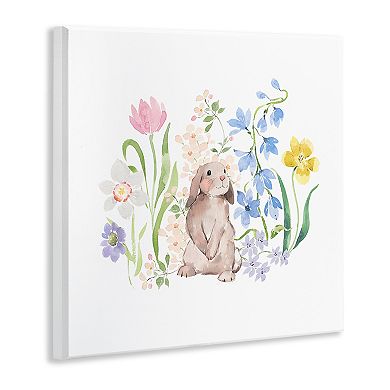 Stupell Home Decor Spring Flowers & Rabbit Plaque Wall Art