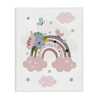 Stupell Home Decor Floral Blossom Rainbow Canvas Wall Art
