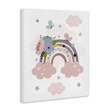 Stupell Home Decor Floral Blossom Rainbow Canvas Wall Art