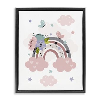 Stupell Home Decor Floral Blossom Rainbow Framed Canvas Wall Art