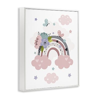 Stupell Home Decor Floral Blossom Rainbow Framed Wall Art