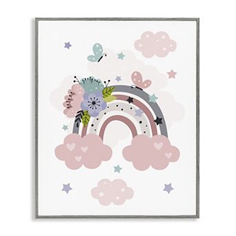Stupell Home Decor Floral Blossom Rainbow Framed Wall Art