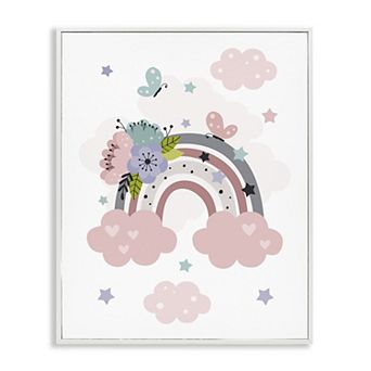 Stupell Home Decor Floral Blossom Rainbow Framed Wall Art