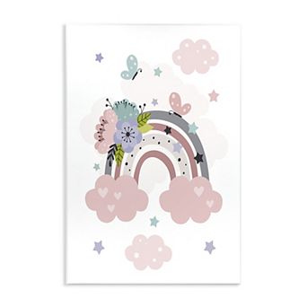 Stupell Home Decor Floral Blossom Rainbow Plaque Wall Art