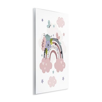 Stupell Home Decor Floral Blossom Rainbow Plaque Wall Art