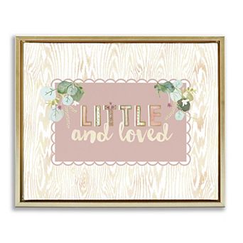 Stupell Home Decor Little & Loved Phrase Framed Canvas Wall Art