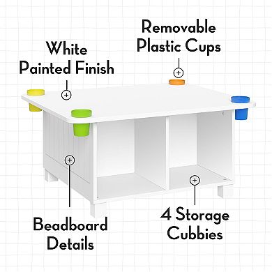 RiverRidge Home Kids Desk and Art Activity Table with 4 Storage Cubbies and Cups
