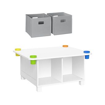 RiverRidge Home Kids Desk and Art Activity Table with 4 Storage Cubbies and Cups