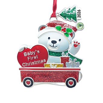 Baby's First Christmas Bear Tree Ornament with Dated 2026 Tree Charm