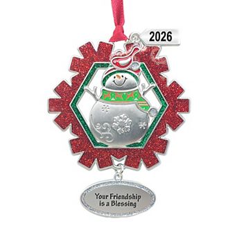 Your Friendship is a Blessing Sentiment Christmas Tree Ornament with Dated 2026 Charm