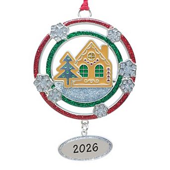 Gingerbread House Sentiment Christmas Tree Ornament with Dated 2026 Dangle