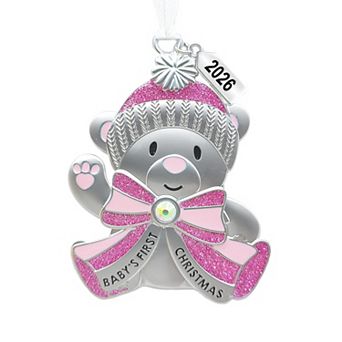 Baby's First Christmas Pink Tree Ornament with Dated 2026 Charm