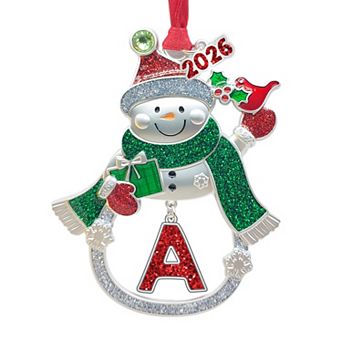 Monogram Snowman Christmas Tree Ornament