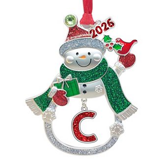Monogram Snowman Christmas Tree Ornament