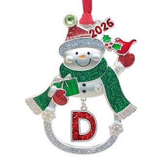 Monogram Snowman Christmas Tree Ornament