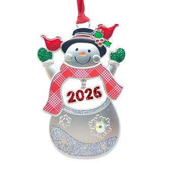 Sentiment Snowman Christmas Tree Ornament with Dated 2026 Charm