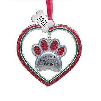 You Left Paw Prints on My Heart with Dated 2026 Pet Bone Charm Pet Ornament