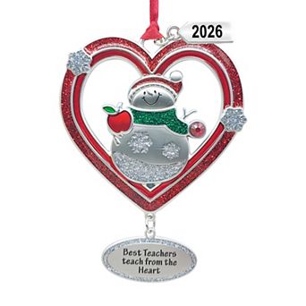 Best Teachers Teach from the Heart with Crystal and Dated 2026 Charm Tidings Sentiment Ornament