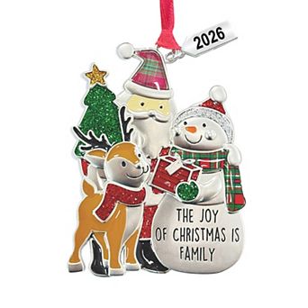 The Joy of Christmas Is Family with Dated 2026 Charm Pair Sentiment Ornament