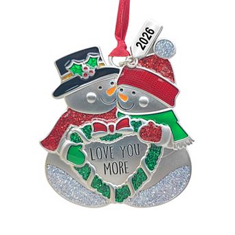 Love You More with Dated 2026 Charm Pair Sentiment Ornament
