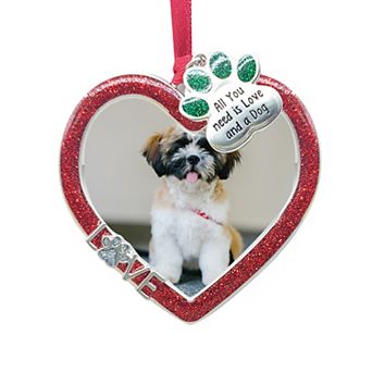 Heart Frame with Love and Paw Print Charm All You Need Is Love and a Dog Pet Frame Ornament