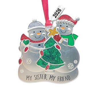 My Sister My Friend with Dated 2026 Charm Pair Sentiment Ornament
