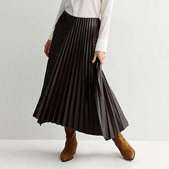 Women's Nine West Faux Leather Pleated Skirt