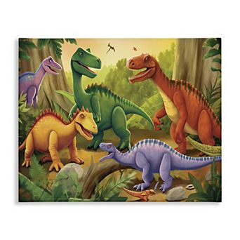 Stupell Home Decor Dinosaurs in Jungle Scene Canvas Wall Art