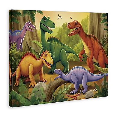 Stupell Home Decor Dinosaurs in Jungle Scene Canvas Wall Art