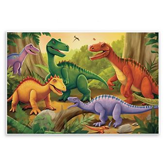 Stupell Home Decor Dinosaurs in Jungle Scene Plaque Wall Art