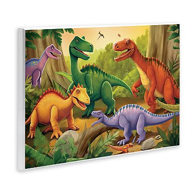 Stupell Home Decor Dinosaurs in Jungle Scene Plaque Wall Art